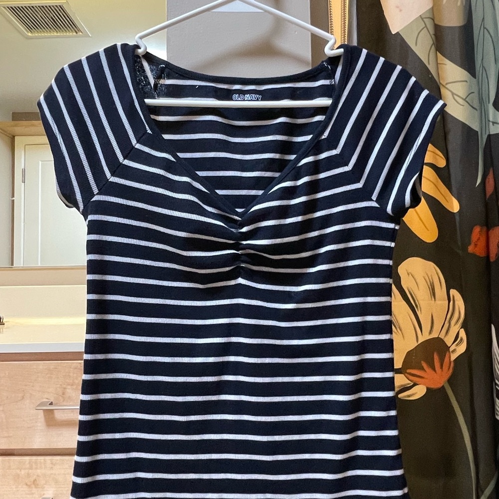 Old Navy Black and White Striped Women's Top